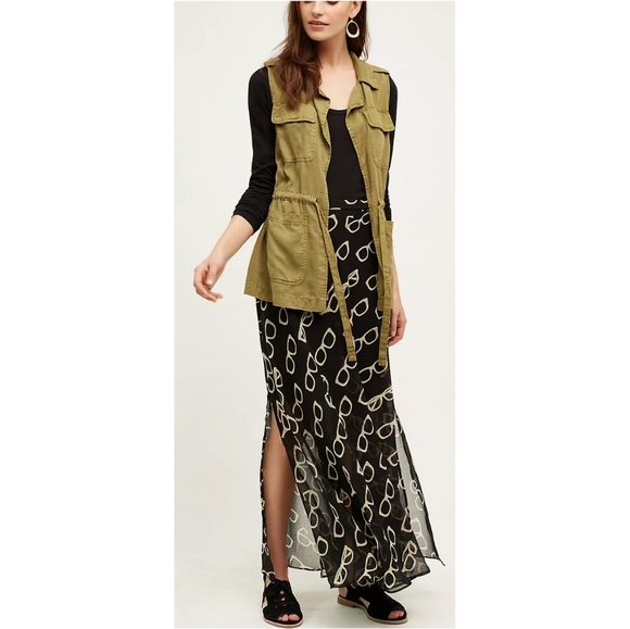 Anthropologie Eva Franco Bookish Maxi Skirt Glasses NWT! - Picture 1 of 7